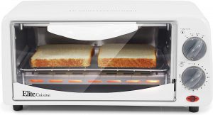 Elite Gourmet Personal 2 Slice Countertop 15 Minute Timer Toaster Oven, Broil, Toast, ETO-224