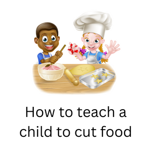 Teaching a child to cut and cook food